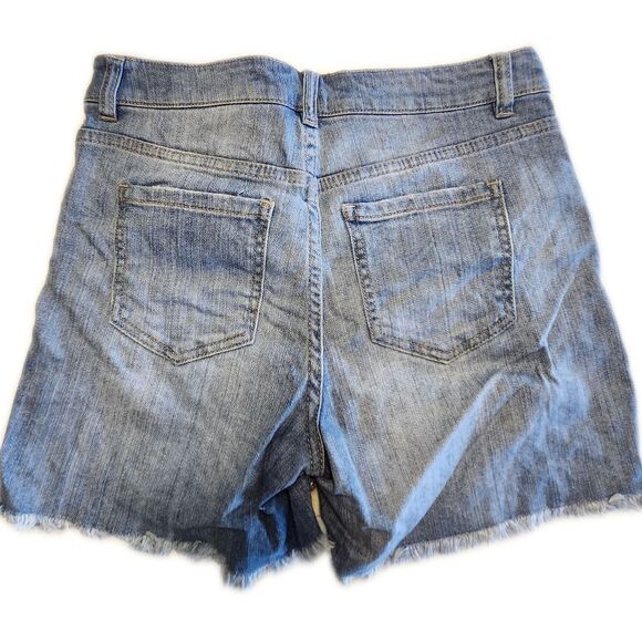 Boston Proper Embellished Light Blue Wash Denim Jean Shorts, 2 - Picture 2 of 6